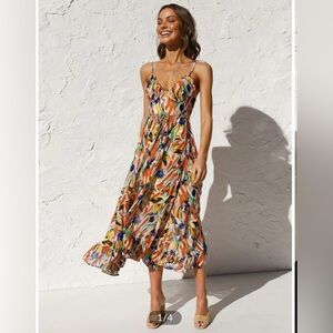 Commense Multi Color Print Cami Midi Dress